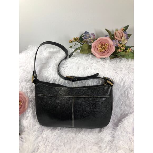 Aigner Black Pebbles Leather Crossbody Bag Outer Pocket inside Compartment - Picture 2 of 5